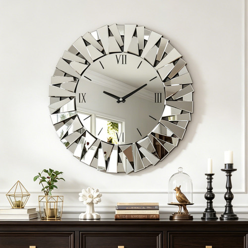 Silver decorative wall clocks - silver,
