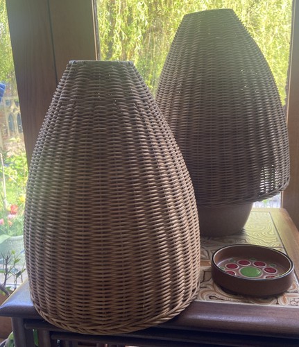 Vintage rattan conical lamp - vintage,