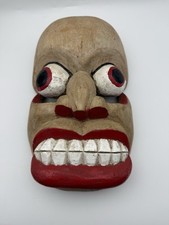 Vintage Hand-Carved Guatemalan Devil Folk Art Wooden Mask–Painted Festival Danza