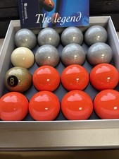 Aramith Premier Silver / Orange UK Pool Set Gold 8 Ball  Ex Demo Pub Tournament
