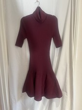 Michael Kors Ribbed Roll Neck Midi Dress. Burgundy Size M