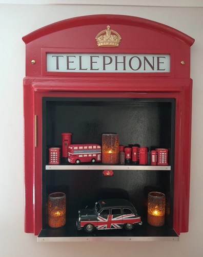 Red telephone box booth - booth, kiosk