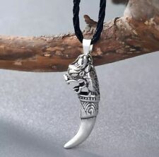 Punk Men's Wolf Tooth Spike Pendant Claw Necklace Celtic Viking Tiger Bear Biker