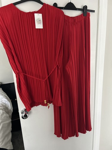 Red pleated two piece - two,