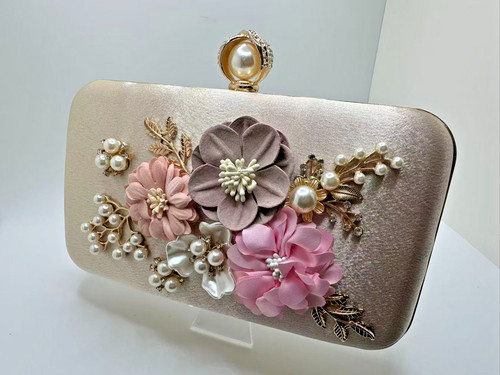 Floral pearl gold satin - pearl,