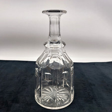 Antique Cut Glass Whiskey Decanter 1 Ring Neck Round Cuts 25cm Georgian