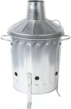 Galvanised Incinerator Fire Bin Burner Heavy Duty 40L Bin Rubbish Wood Garden