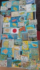 Vintage World Wide Map Postcards Bundle x 53, 1 to a Lord, Posted/Unposted 