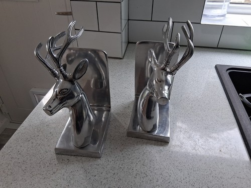 Silver metallic metal deer - metallic,
