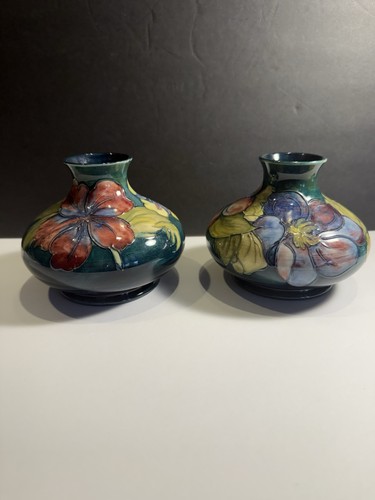 Pair antique moorcroft floral - pair,