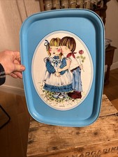 Vintage Blue Metal Serving