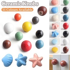 Ceramic Door Knobs Round Drawer Cabinet Cupboard Furniture Pull Handle 11 Colors