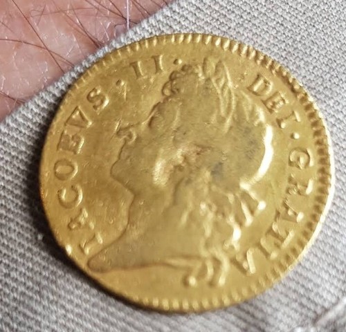 Gold half guinea 1687 james - gold, guinea,