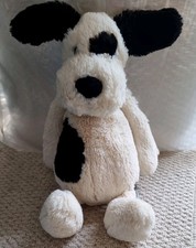 Jellycat Bashful Puppy Dog Medium Black/ Cream Patch Plush Soft Toy
