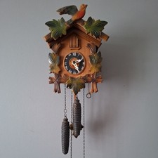 Vintage Antique Wooden Cuckoo Clock German Alps Traditional Black Forest Not Wor