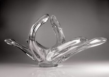 Art Vannes Le Châtel Clear Crystal Glass French Centrepiece Dish Mid Century