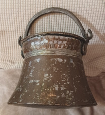 Large Heavy metal Vintage Cooking  Pot cauldron with chunky swing up handle