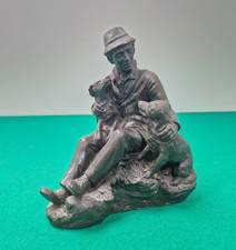 HEREDITIES Bronze Resin Gamekeeper & Dogs Figure Ornament Cold Cast R Chadwick