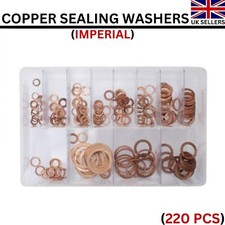 220 Pcs Assorted Box of Imperial Copper Sealing Washers (1/4 - 5/16” 12 Sizes)