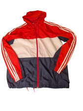 adidas Originals 3-Stripes Windbreaker Colour-Block Hooded Jacket Red White Navy