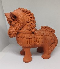 Vintage handcrafted terracotta horse sculpture votive horse clay folk art