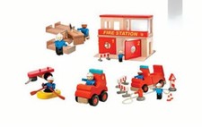 Fire Station Set  Wooden Woody Click - Brand New - High Quality