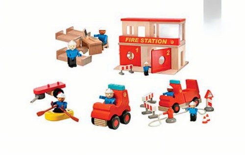 Fire station set wooden woody - fire,