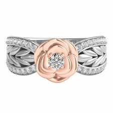 Disney Round Simulated Diamond Belle Wedding Ring 14K Two Tone Gold Plated