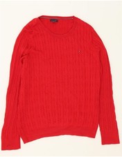 TOMMY HILFIGER Womens Big & Tall Boat Neck Jumper Sweater UK 18 XL Red GH01