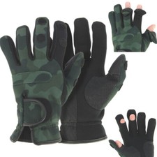 Fishing Gloves Neoprene Camo, Folding Fingers, Hunting, Shooting, M,L & XL NGT