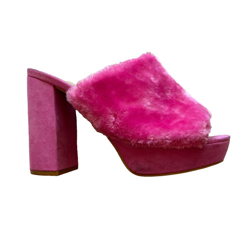 Y2k pink fluffy mules - fluffy, uk