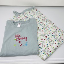 Bah Humbug Broken Christmas ornaments Pajama Top and Bottom, Women's Size Large 