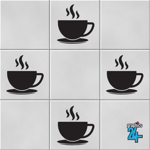 Coffee cups vinyl - vinyl, tile