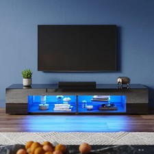 135 160 180cm High Gloss Black TV Stand Cabinet Storage Shelves with LED Lights