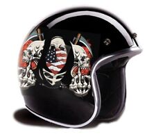 Bikerhead Reaper Middle Finger 3/4 retro helmet, US flag - Gloss Black Size M