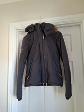 Superdry Black Hooded Original Windcheater Quilted Lining Size Small VGC