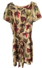 Antoni & Alison Size 12 Green Beige & Red Floral Collared Dress New 