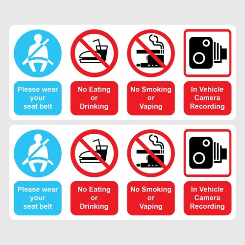 Taxi warning smoking vaping - warning, no