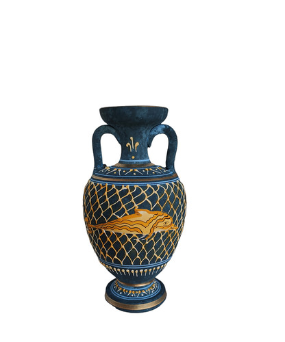 Minoan dolphin blue embossed - dolphin,