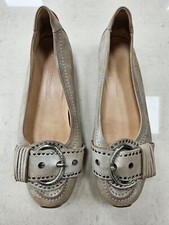 Kennel & Schmenger Womens Flat Buckle Front Silver/Gun metal shoes - Size 4