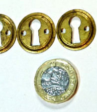 SET X 6, 19TH C REGENCY STYLE KEYHOLE BRASS FURNITURE ESCUTCHEON KEYHOLE SMALL