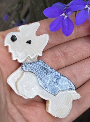 Acrylic westie dog brooch - dog,
