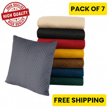 Set of 7 Cushion Covers 18x18 Quilted Velvet Filled Cushions Square Sofa Pillows