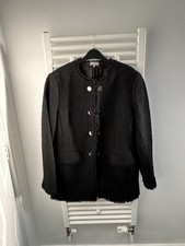 Jaeger Black Boucle Wool Blend Jacket Double Buttons Size 14