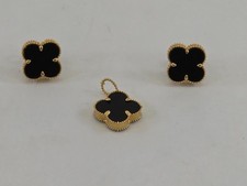 22k Yellow Gold Onyx Clover