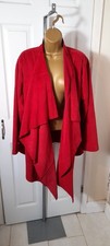 Windsmoor Women's Red Suede Leather Open Waterfall Jacket, Size Small Oversized 