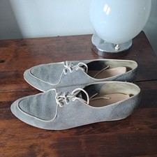 Vintage Vaneli Women's Gray Suede Mod Style Square Toe Shoes 8S