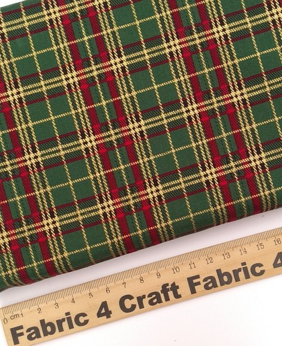 Green metallic tartan fabric - ,