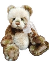 Multicoloured Charlie Bear Plush Bear with Bow Jointed Collectible Toy