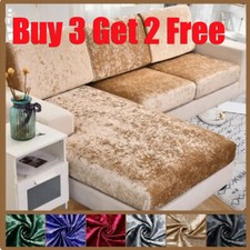 1/2/3/4 Seater Crushed Velvet Sofa Seat Cushion Covers Couch Protector Slipcover